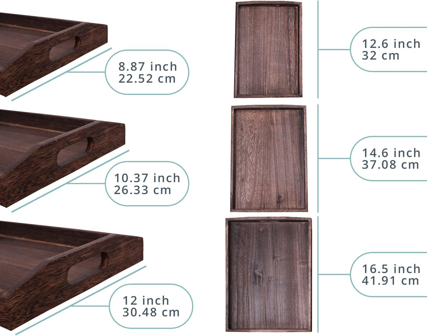 Serving Trays Set of 3 - Ottoman Wood Tray