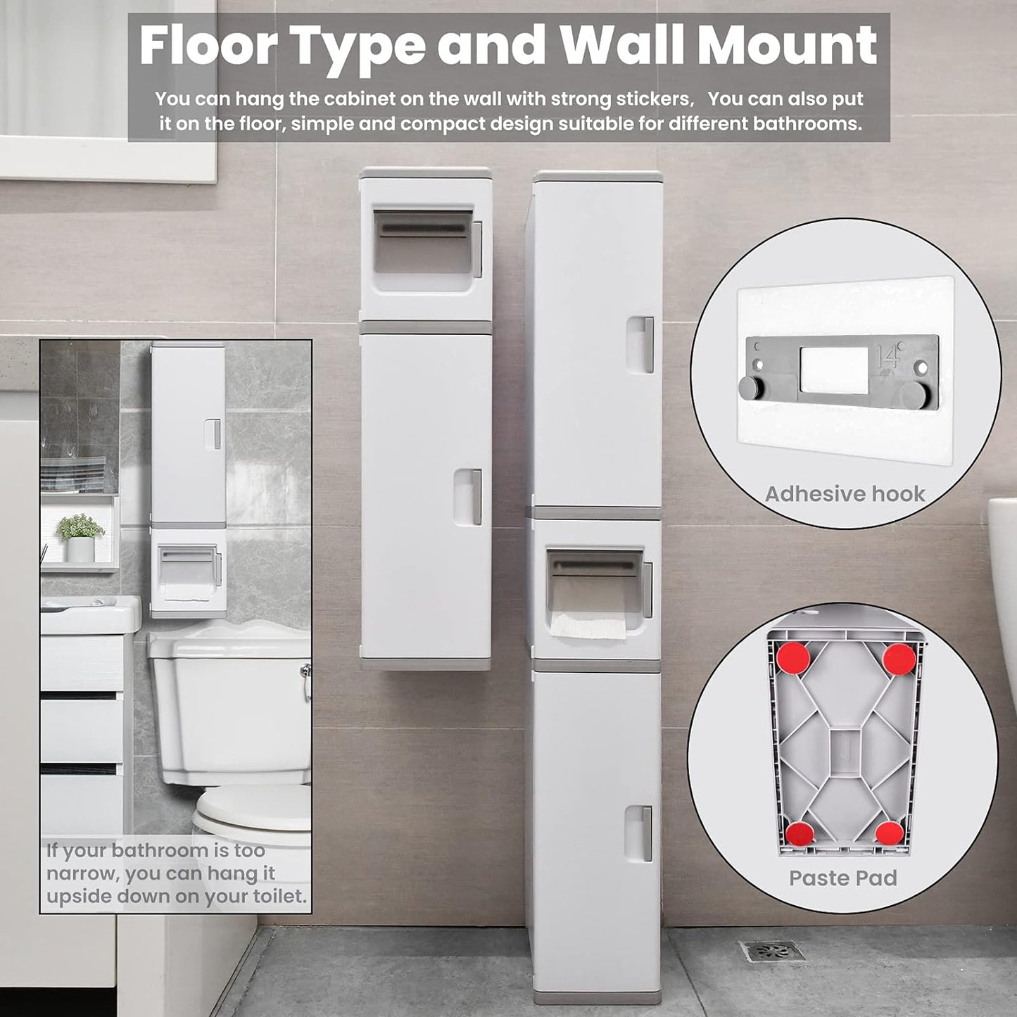 Bathroom Narrow Tall Cabinet Storage