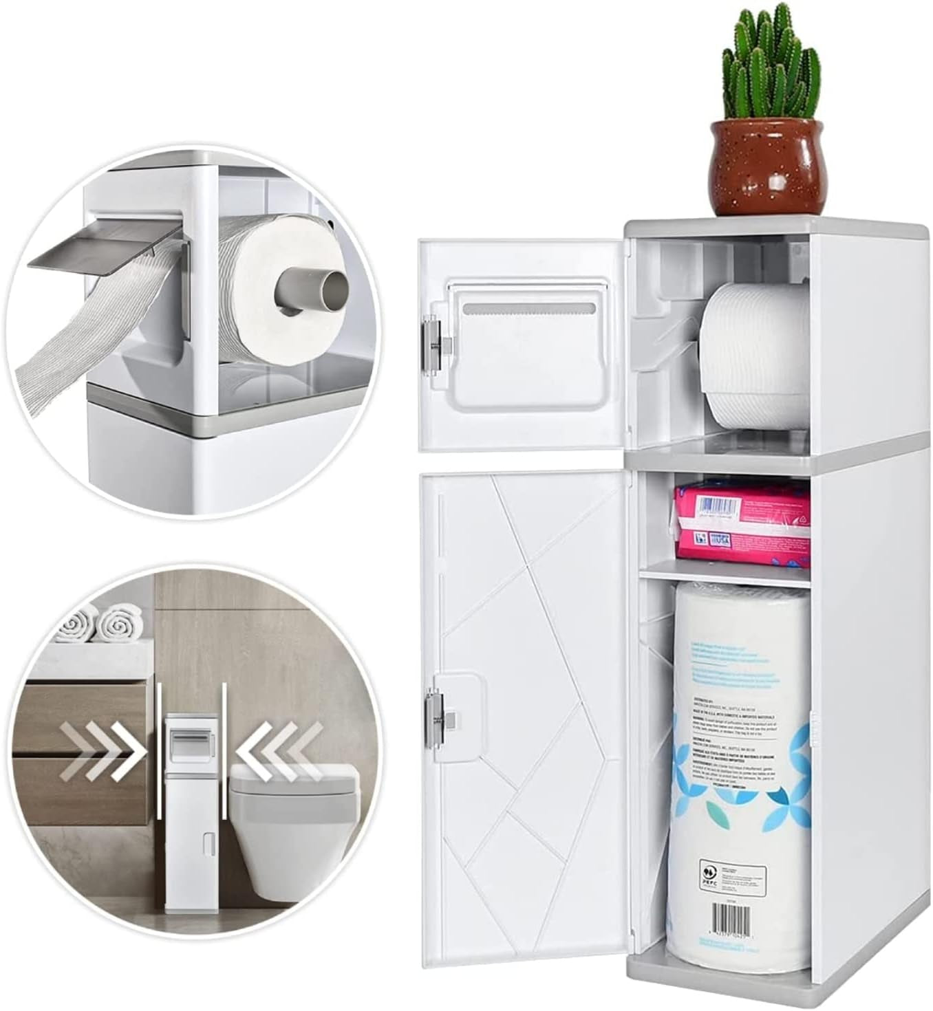 Bathroom Narrow Tall Cabinet Storage