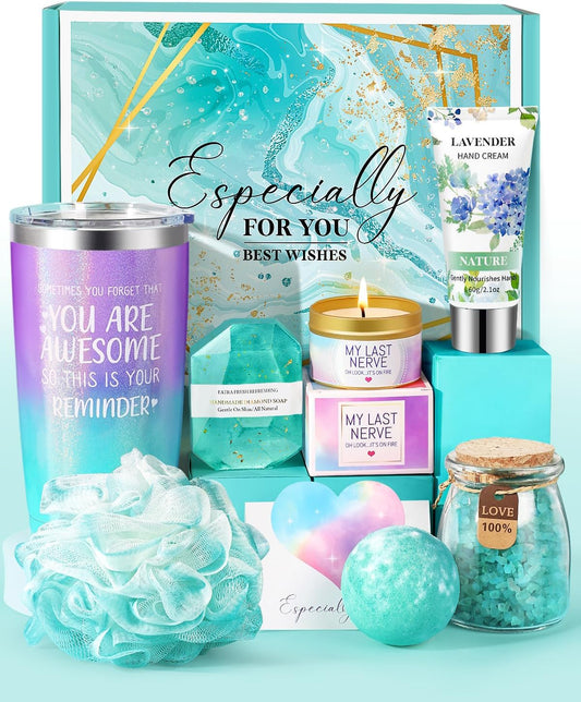 Relaxing Spa Gifts Basket Self Care (Turquois)