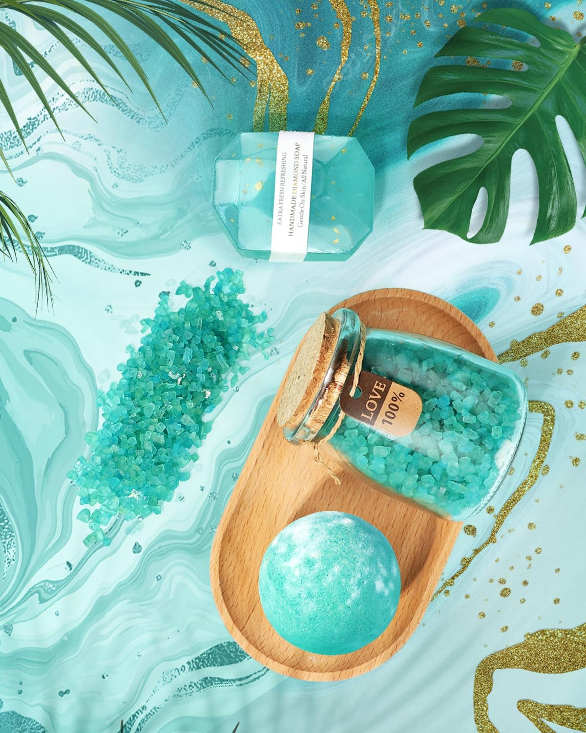 Relaxing Spa Gifts Basket Self Care (Turquois)