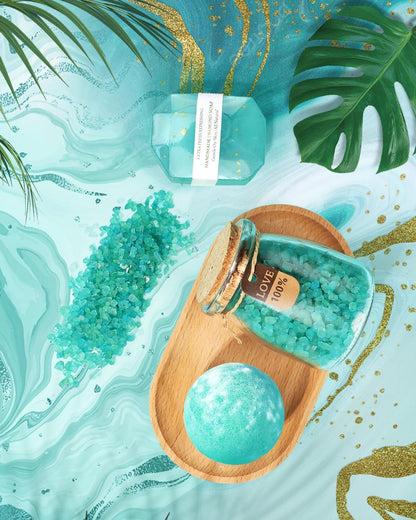 Relaxing Spa Gifts Basket Self Care (Turquois)