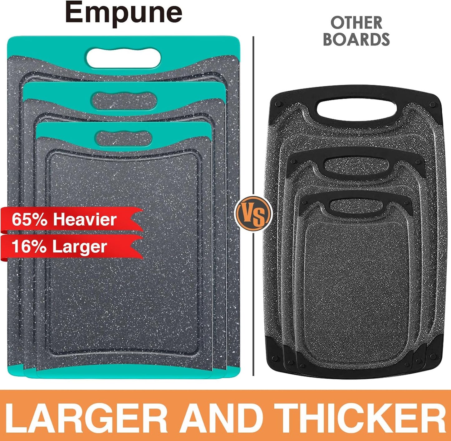 Extra Large Cutting Boards for Kitchen (Set of 3) (Turquoise)