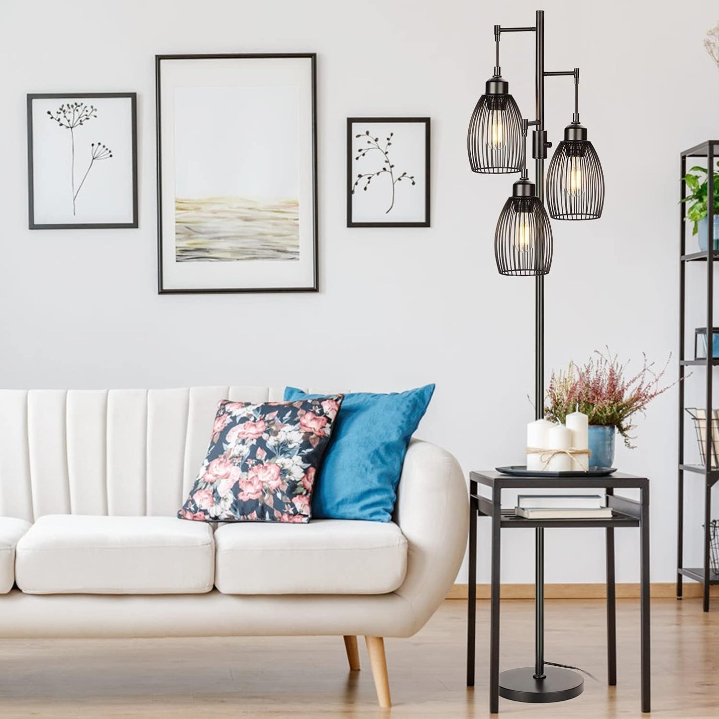 68’’ Dimmable Floor Lamp, 3 X 800LM LED Edison Bulbs Included