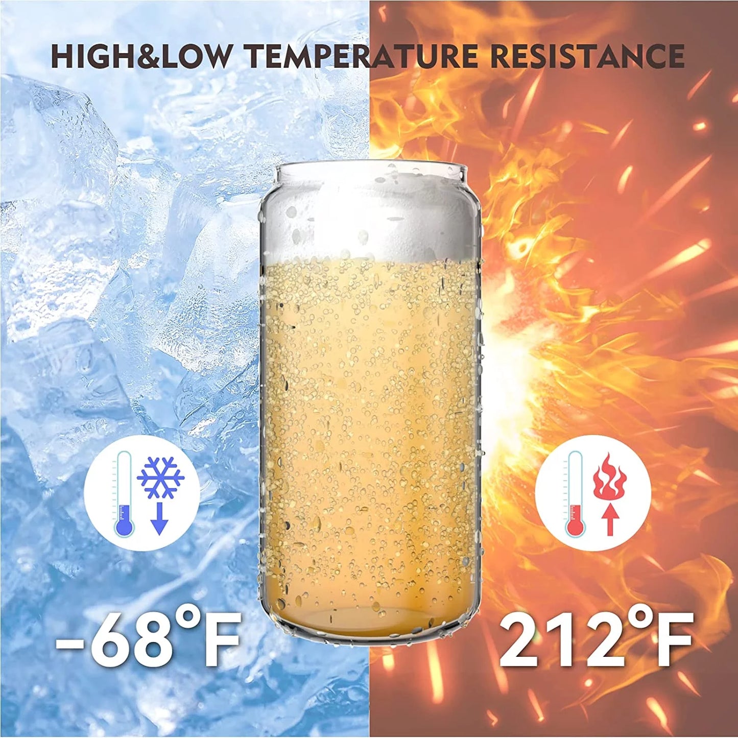 Bamboo Lid Glass Cups with Glass Straw16 Oz - (4 Pack)