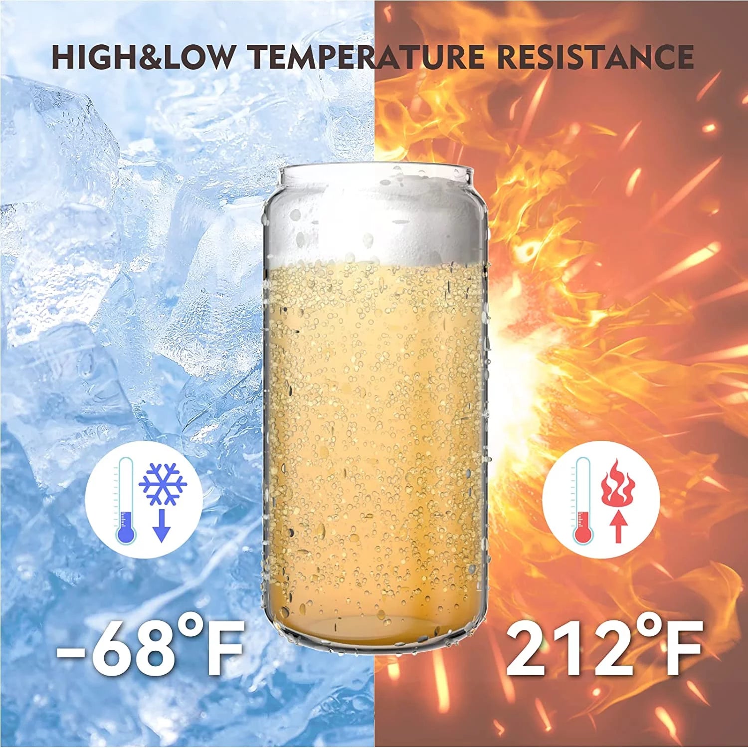 Bamboo Lid Glass Cups with Glass Straw16 Oz - (4 Pack)