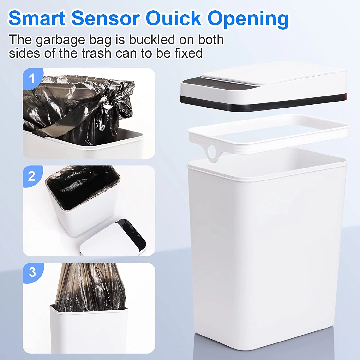 2.5 Gallon Bathroom Trash Can Smart Touchless
