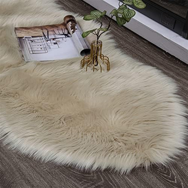 Ultra Soft Faux Fur Rug for Bedroom and Living Room (2 x 6 Ft, Beige)