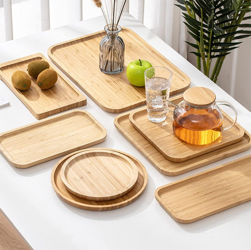 2 Pack Bamboo Tray 16 X 12 X1 Inches Serving Tray 