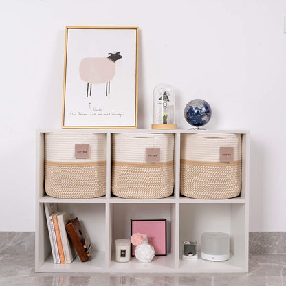 Durable Woven Cotton Storage Cubes Baskets - 11" x 11" - Fits 12" x 12" Cube Organizers - 3-Pack in 3-Tone Gray for Efficient Organization