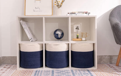 Durable Woven Cotton Storage Cubes Baskets - 11" x 11" - Fits 12" x 12" Cube Organizers - 3-Pack in 3-Tone Gray for Efficient Organization