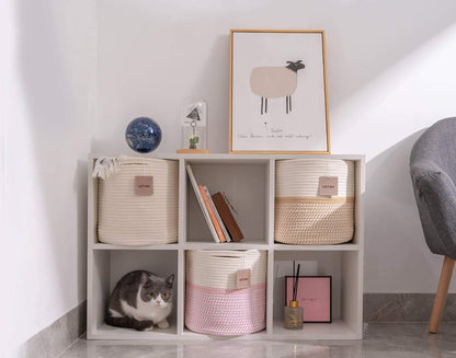 Durable Woven Cotton Storage Cubes Baskets - 11" x 11" - Fits 12" x 12" Cube Organizers - 3-Pack in 3-Tone Gray for Efficient Organization