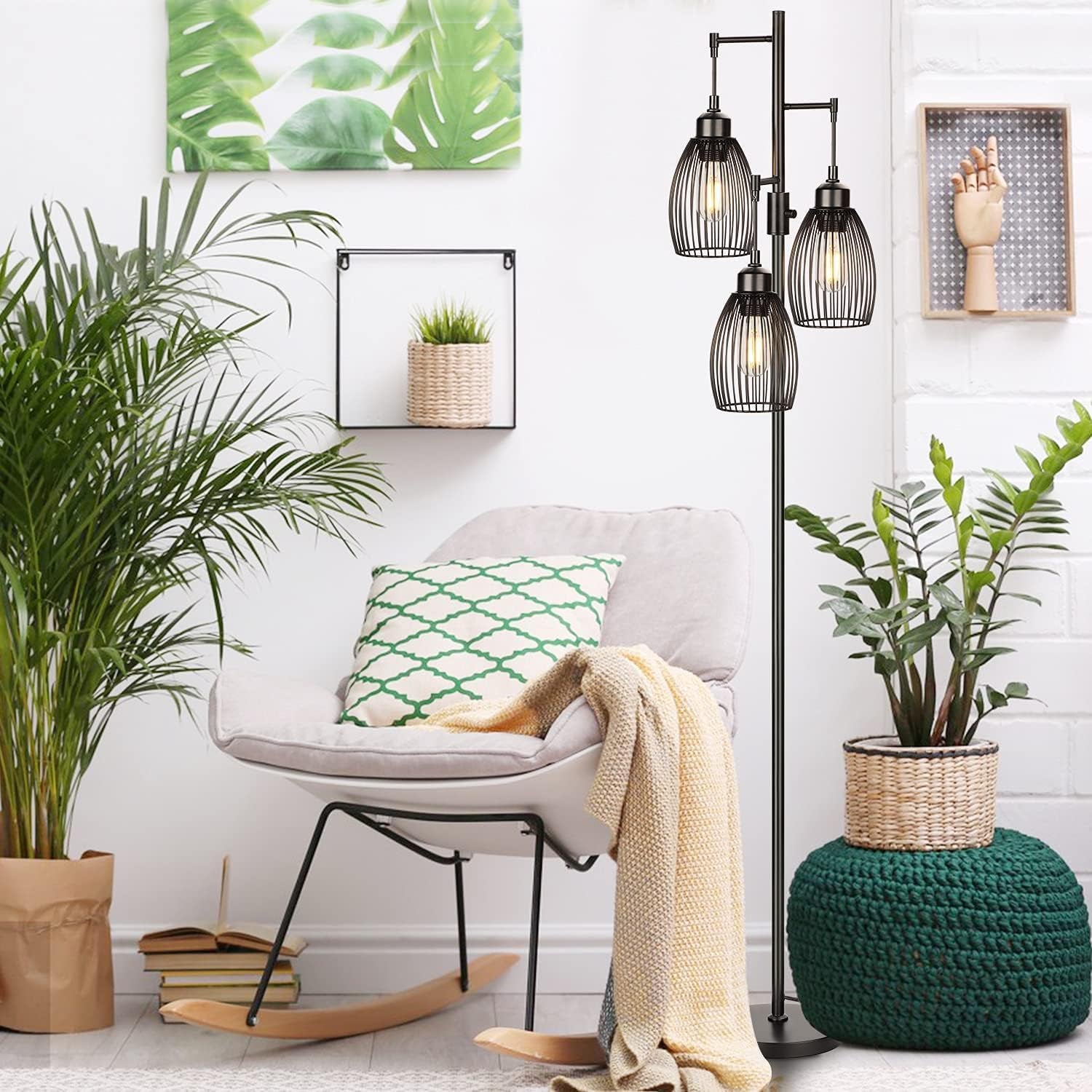 68’’ Dimmable Floor Lamp, 3 X 800LM LED Edison Bulbs Included