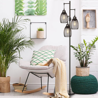 68’’ Dimmable Floor Lamp, 3 X 800LM LED Edison Bulbs Included