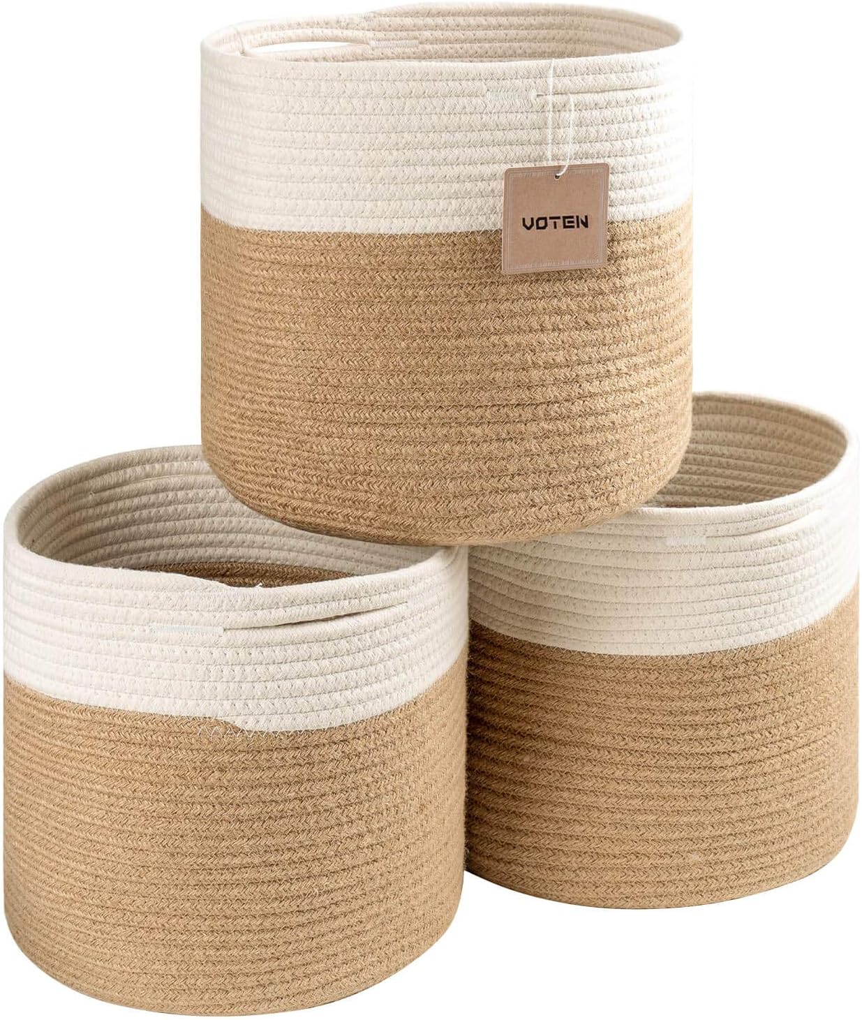 Durable Woven Cotton Storage Cubes Baskets - 11" x 11" - Fits 12" x 12" Cube Organizers - 3-Pack in 3-Tone Gray for Efficient Organization