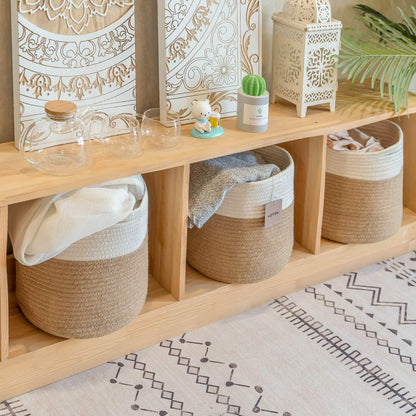 Durable Woven Cotton Storage Cubes Baskets - 11" x 11" - Fits 12" x 12" Cube Organizers - 3-Pack in 3-Tone Gray for Efficient Organization