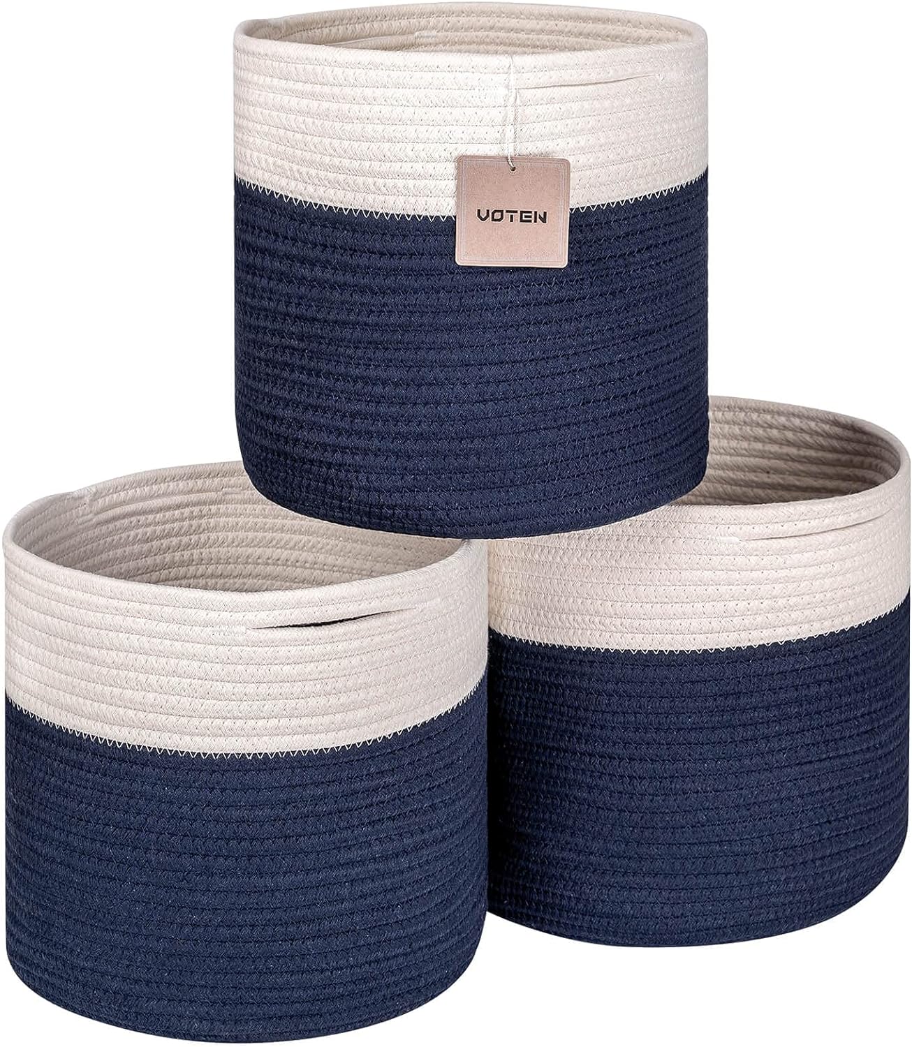 Durable Woven Cotton Storage Cubes Baskets - 11" x 11" - Fits 12" x 12" Cube Organizers - 3-Pack in 3-Tone Gray for Efficient Organization