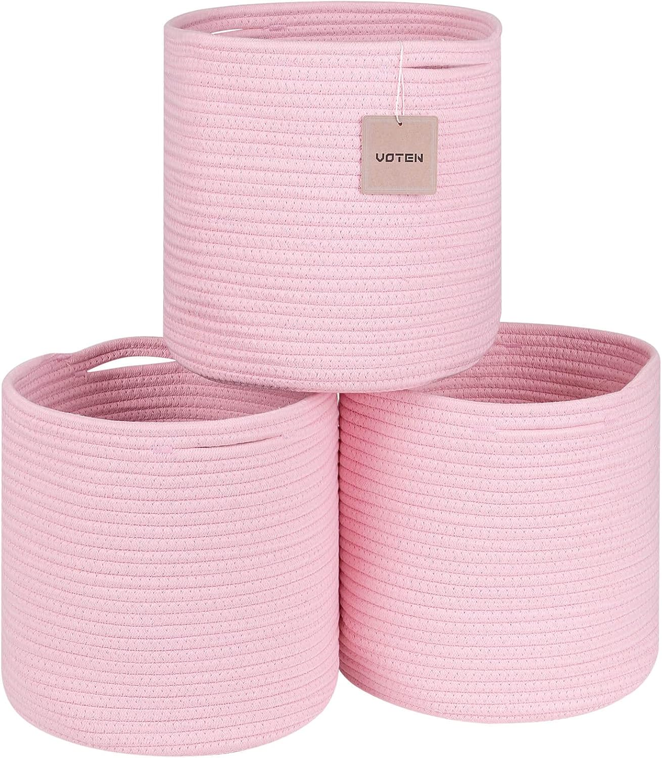 Durable Woven Cotton Storage Cubes Baskets - 11" x 11" - Fits 12" x 12" Cube Organizers - 3-Pack in 3-Tone Gray for Efficient Organization