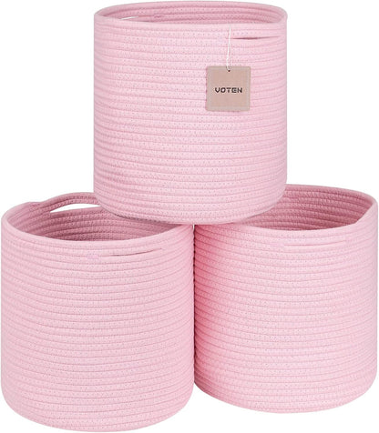 Durable Woven Cotton Storage Cubes Baskets - 11" x 11" - Fits 12" x 12" Cube Organizers - 3-Pack in 3-Tone Gray for Efficient Organization