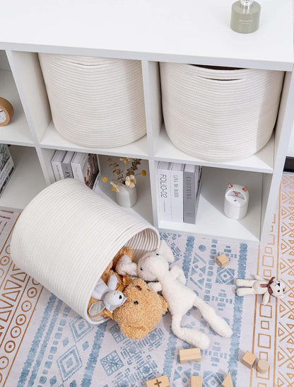 Durable Woven Cotton Storage Cubes Baskets - 11" x 11" - Fits 12" x 12" Cube Organizers - 3-Pack in 3-Tone Gray for Efficient Organization