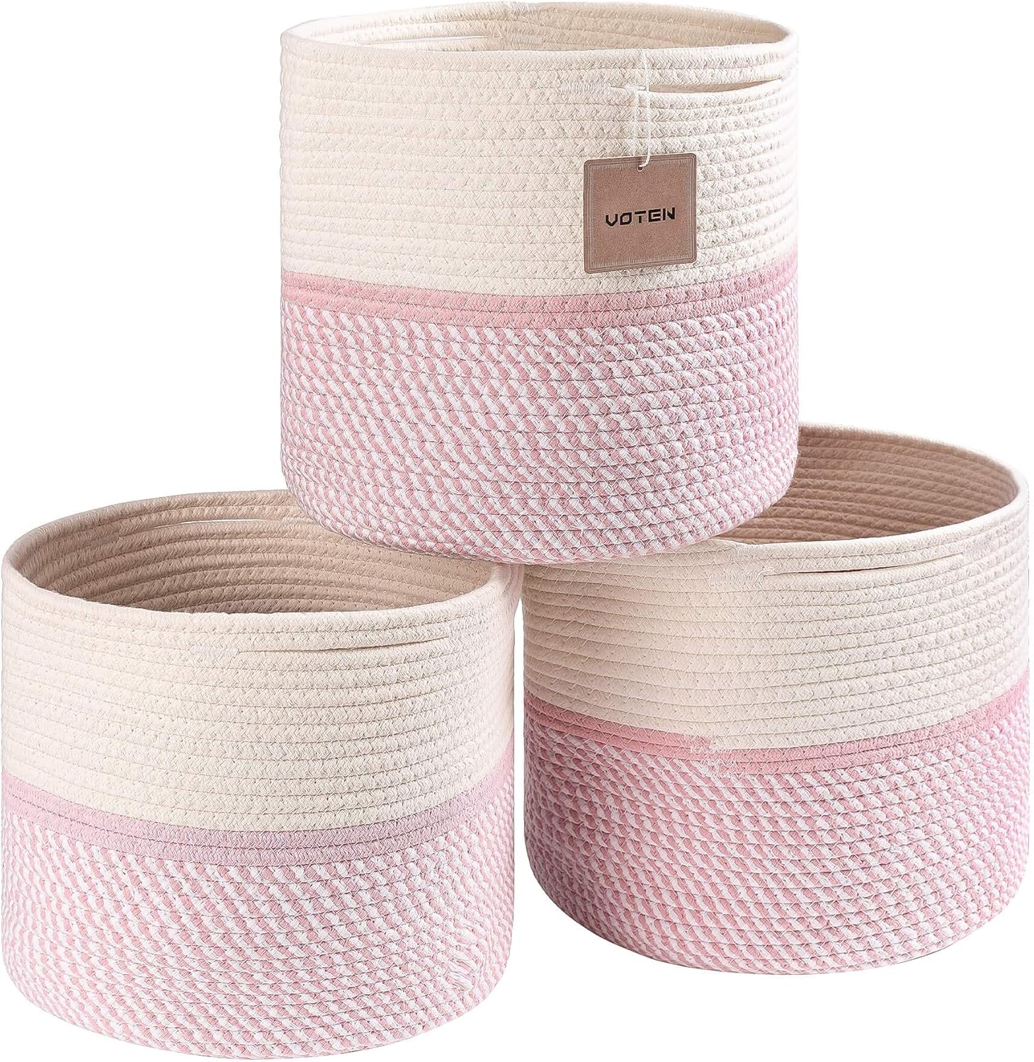 Durable Woven Cotton Storage Cubes Baskets - 11" x 11" - Fits 12" x 12" Cube Organizers - 3-Pack in 3-Tone Gray for Efficient Organization