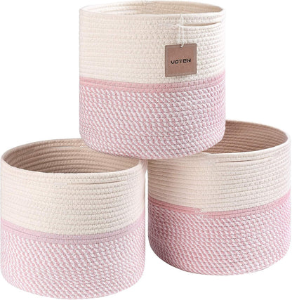 Durable Woven Cotton Storage Cubes Baskets - 11" x 11" - Fits 12" x 12" Cube Organizers - 3-Pack in 3-Tone Gray for Efficient Organization