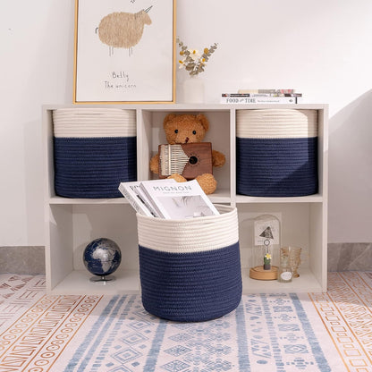 Durable Woven Cotton Storage Cubes Baskets - 11" x 11" - Fits 12" x 12" Cube Organizers - 3-Pack in 3-Tone Gray for Efficient Organization