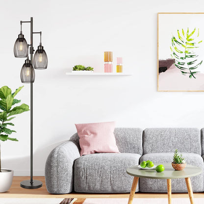 68’’ Dimmable Floor Lamp, 3 X 800LM LED Edison Bulbs Included