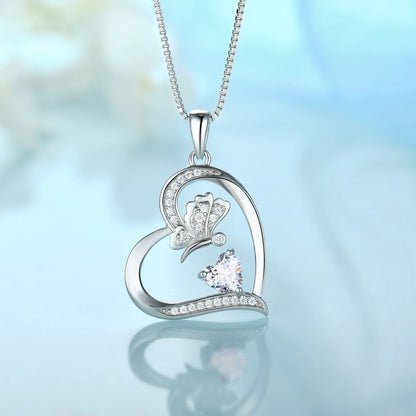Butterfly Necklace for Women 925 Sterling Silver Heart