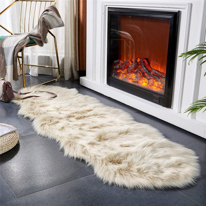 Ultra Soft Faux Fur Rug for Bedroom and Living Room (2 x 6 Ft, Beige)