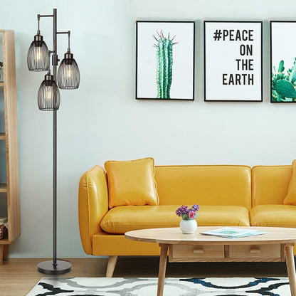 68’’ Dimmable Floor Lamp, 3 X 800LM LED Edison Bulbs Included