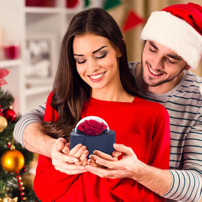 Preserved Rose Necklace Gift Box, Mother's Day, Valentine's Day, (Red Flower)