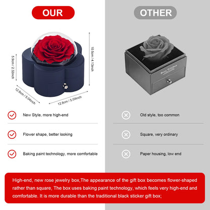 Preserved Rose Necklace Gift Box, Mother's Day, Valentine's Day, (Red Flower)