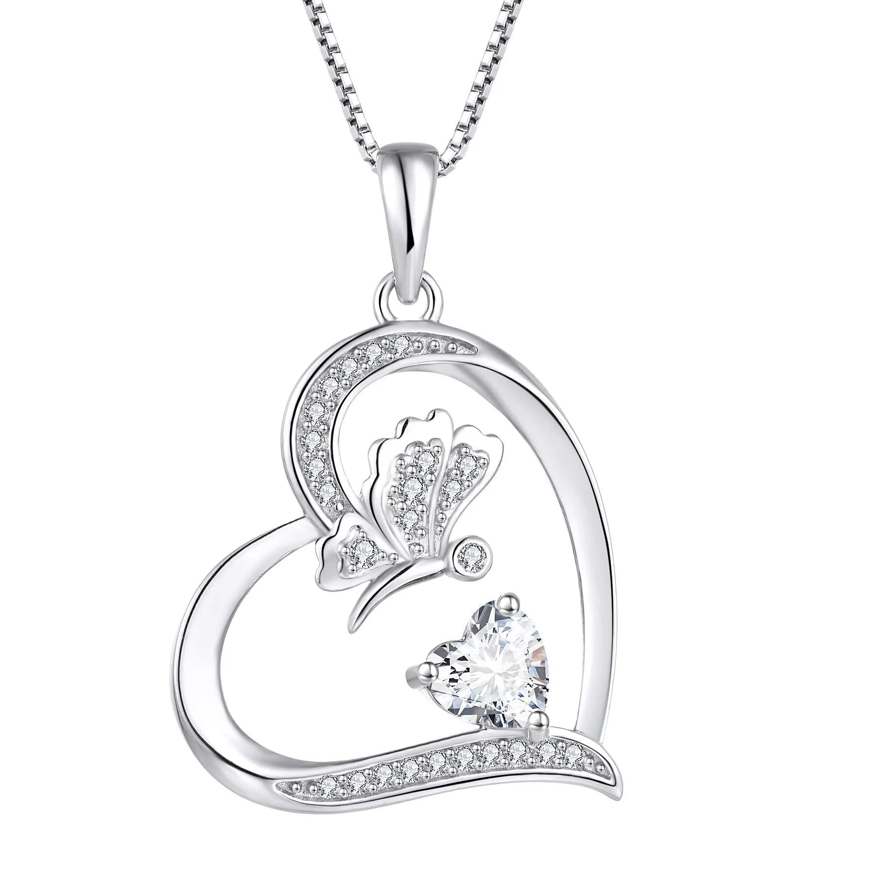 Butterfly Necklace for Women 925 Sterling Silver Heart