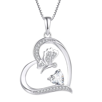 Butterfly Necklace for Women 925 Sterling Silver Heart