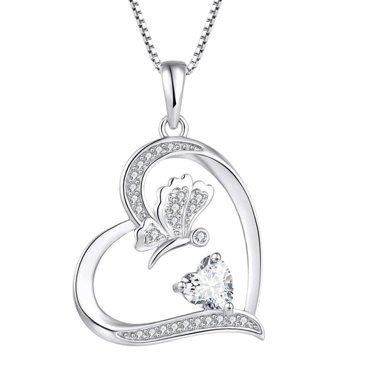 Butterfly Necklace for Women 925 Sterling Silver Heart